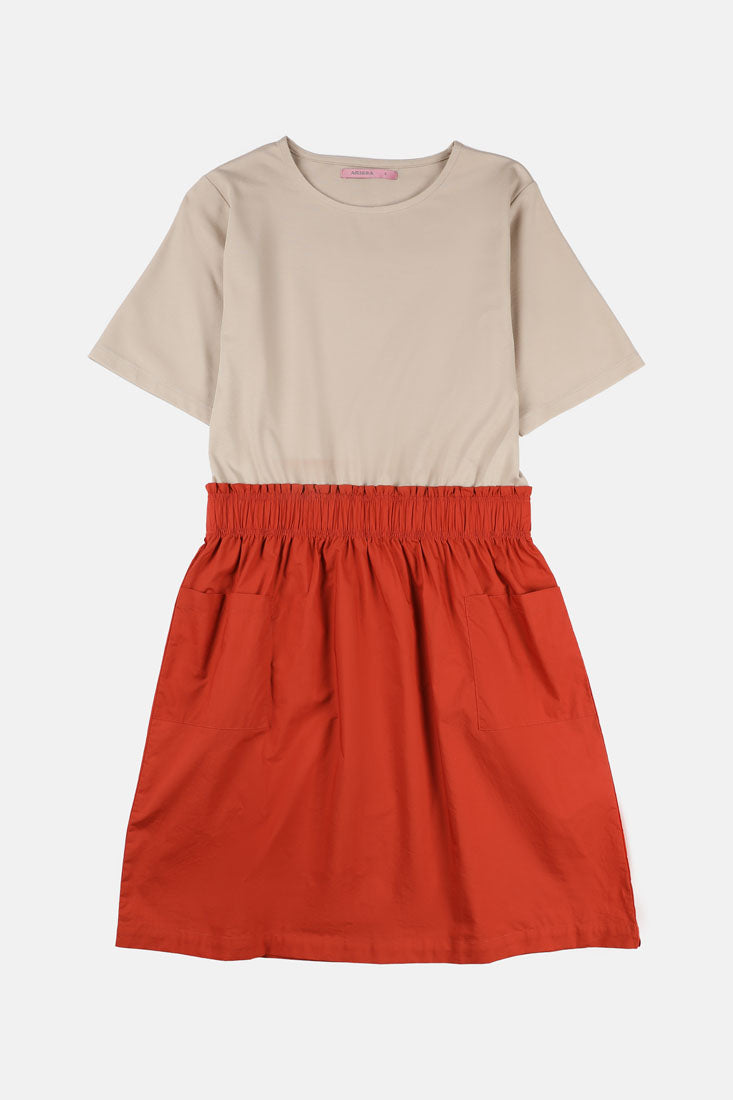 Arissa Short Sleeve Combined Dress - ARS-19188 (MD3)