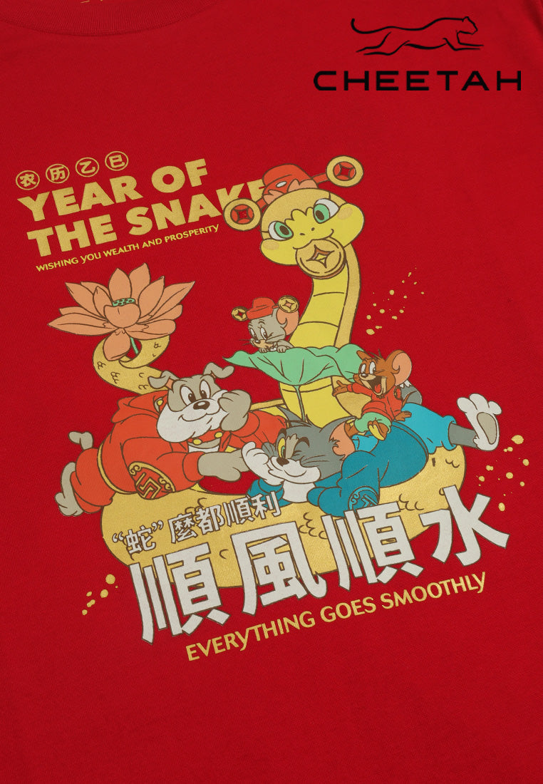 Cheetah Men Tom And Jerry CNY Regular Fit Round Neck Short Sleeve Graphic Tee - 900500