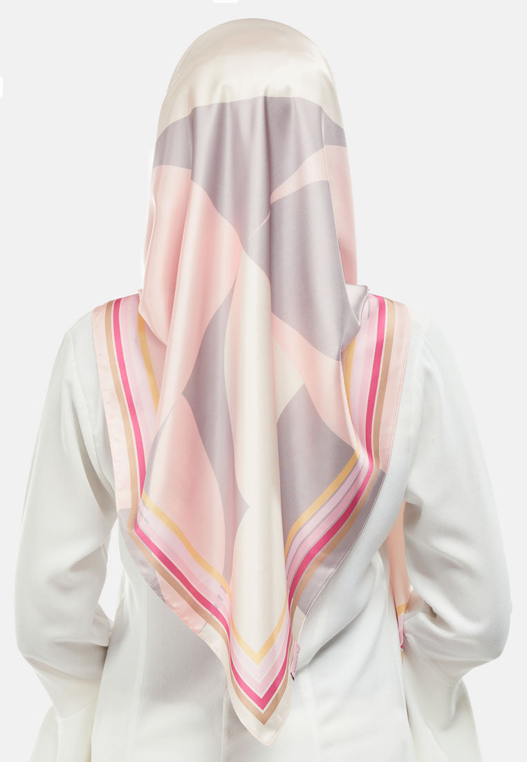 Arissa Hijab Printed Satin Silk Square Scarf in Baby Pink- ARS-ST11282 (MD2)