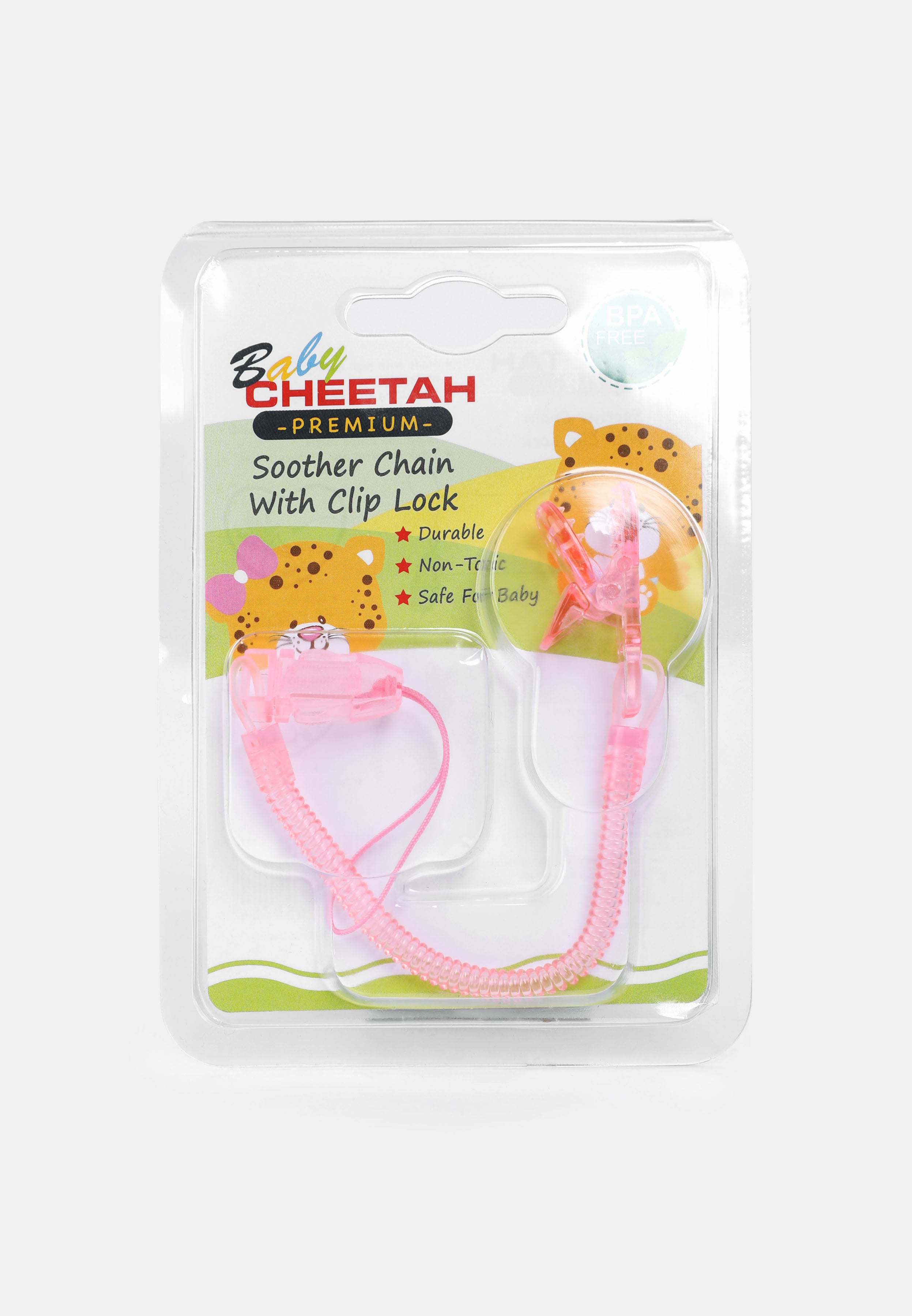 Baby Cheetah Pacifier Chain with Clip (Stretchable Chain)- CBB-SC21098