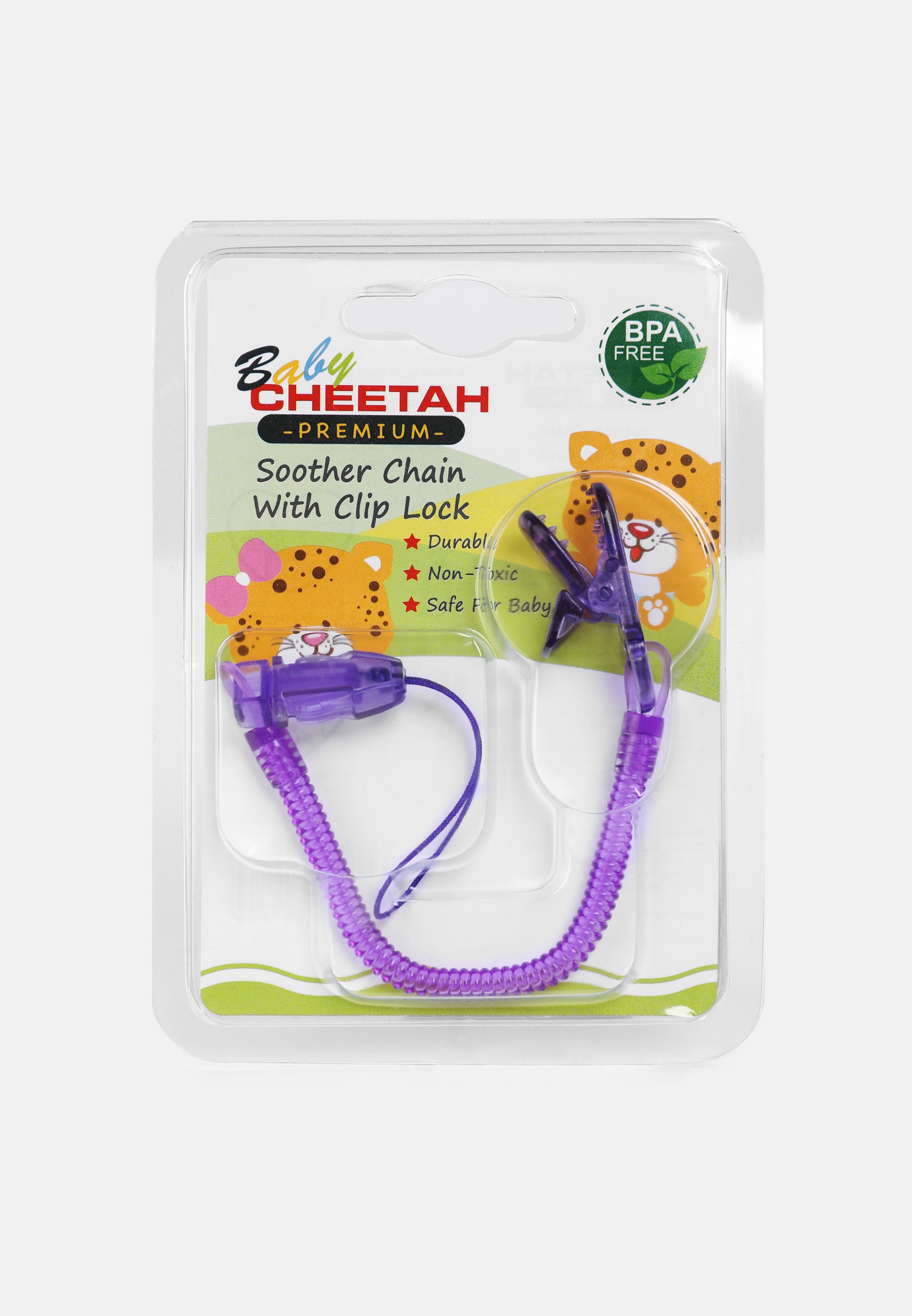 Baby Cheetah Pacifier Chain with Clip (Stretchable Chain)- CBB-SC21098