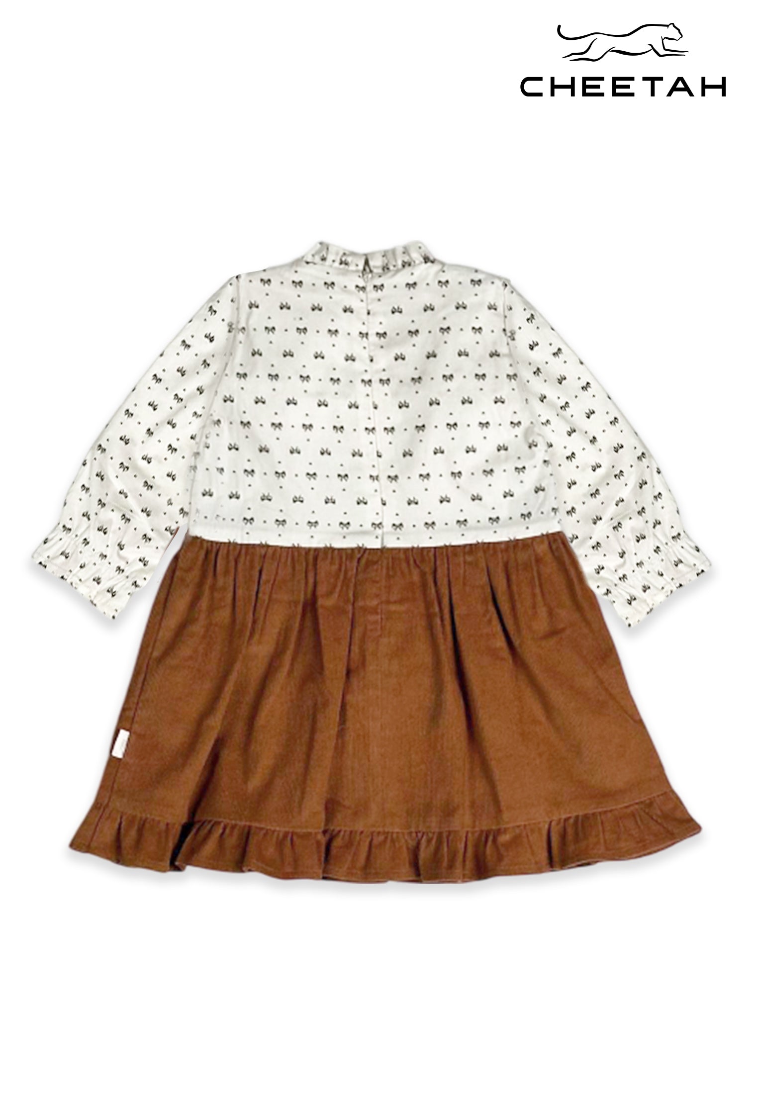 Cheetah Baby Girl Toddler Corduroy Long Sleeve Stylish And Fashionable Dress - CBG-190286
