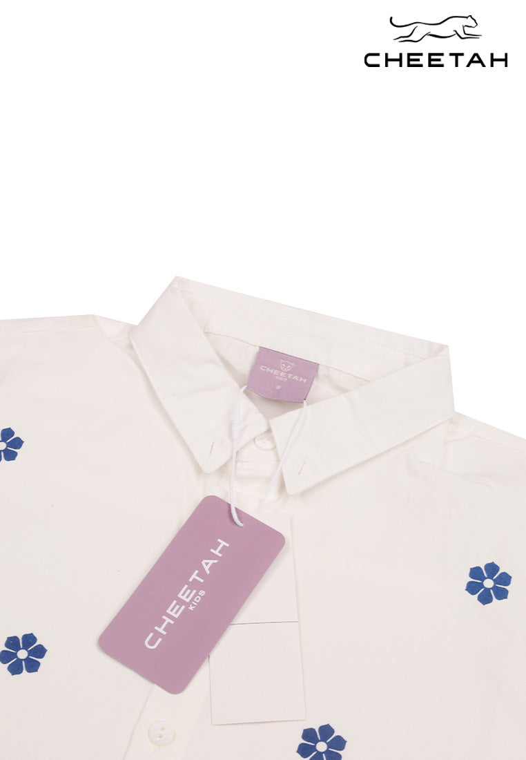 Cheetah Kids Boy Short Sleeves Collared Button Down Shirt - CJ-130780