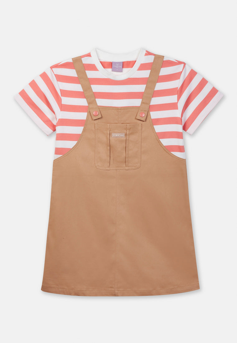 Cheetah Kids Gril 2 In 1 Cotton Blend Casual Dress - CJG-19258