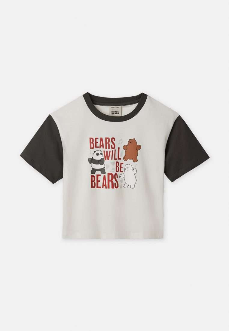 CHEETAH Women We Bare Bears Short Sleeve Cropped Tee - CL-95932