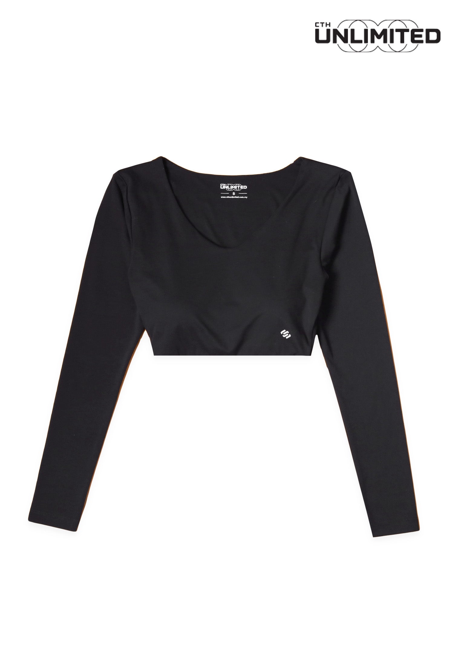 CTH unlimited Women Pickleball Nylon Spandex Long Sleeve V-Neck Crop Top - CUW-6276