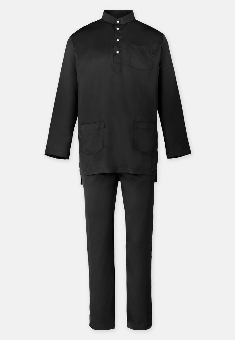 Cheetah Men Solid Tone Satin Fabric Slim Fit Baju Melayu Set MDE - 180012