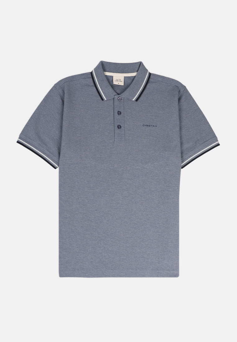 Cheetah Premium Cotton Pique Short Sleeve Polo Shirt With Tipping Collar - 76702(R)
