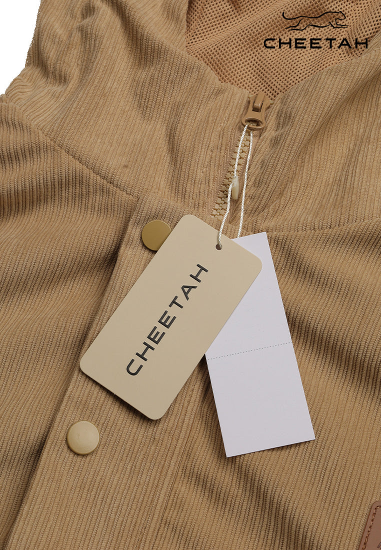 Cheetah Men Regular Fit Polyester Blend Long Sleeve Corduroy Hoodies Jacket - 30692