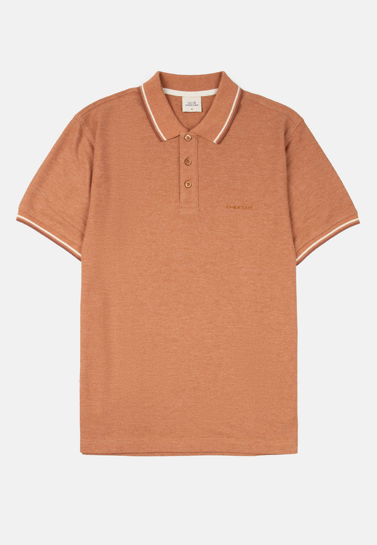 Cheetah Men Premium Cotton Pique Short Sleeve Polo Shirt With Tipping Collar - 76702(R)
