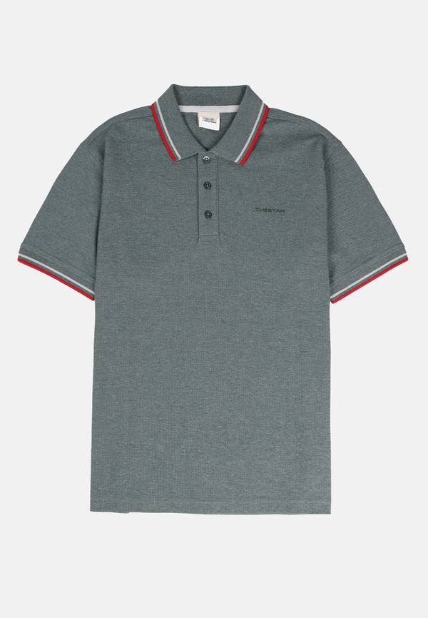 Cheetah Premium Cotton Pique Short Sleeve Polo Shirt With Tipping Collar - 76702(R)