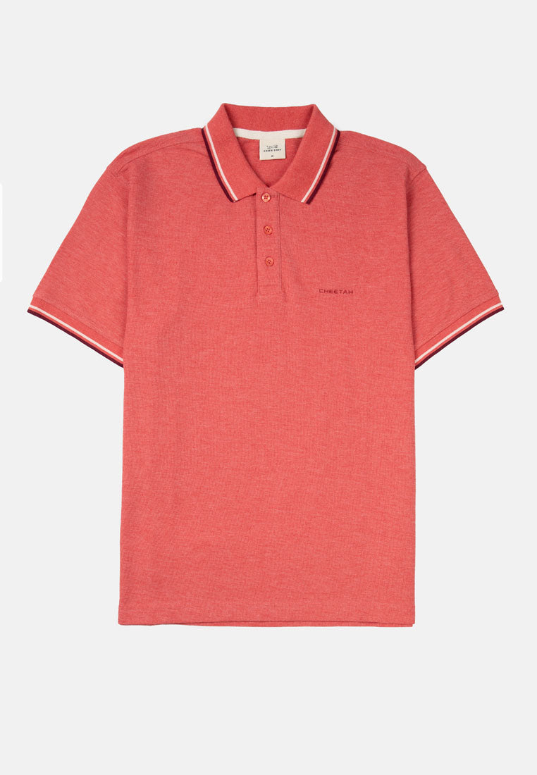 Cheetah Men Premium Cotton Pique Short Sleeve Polo Shirt With Tipping Collar - 76702(R)