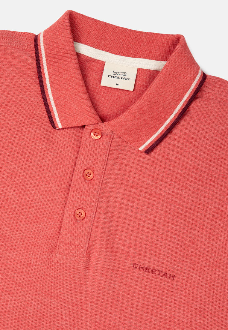 Cheetah Men Premium Cotton Pique Short Sleeve Polo Shirt With Tipping Collar - 76702(R)