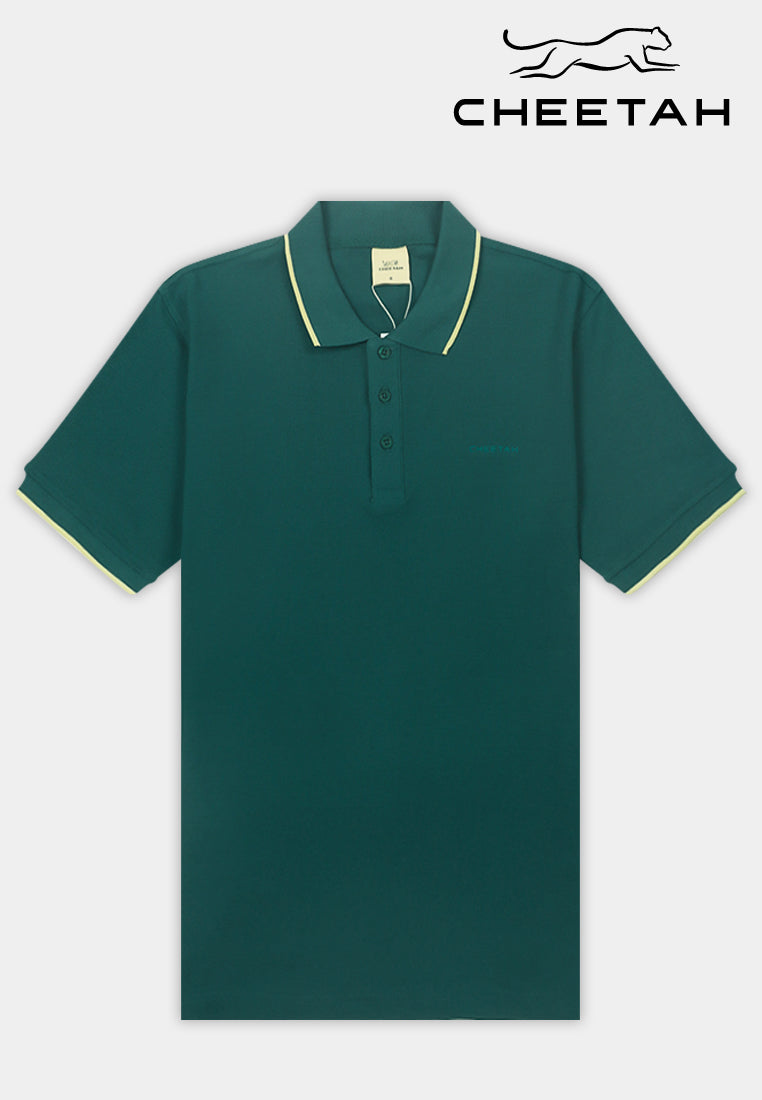 Cheetah Men Premium Cotton Pique Short Sleeve Polo Shirt With Tipping Collar - 76706(R)