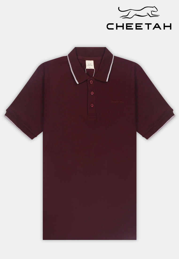Cheetah Men Premium Cotton Pique Short Sleeve Polo Shirt With Tipping Collar - 76706(R)
