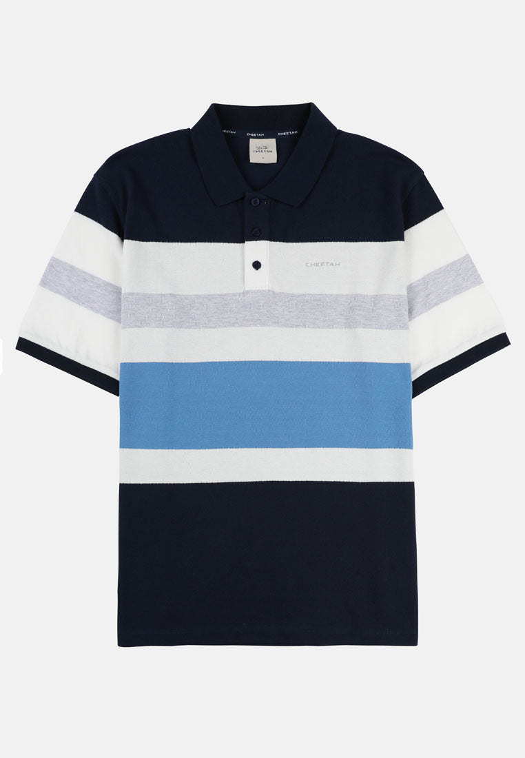 Cheetah Men Stripe Regular Fit Short Sleeve Polo T-Shirt - 76716