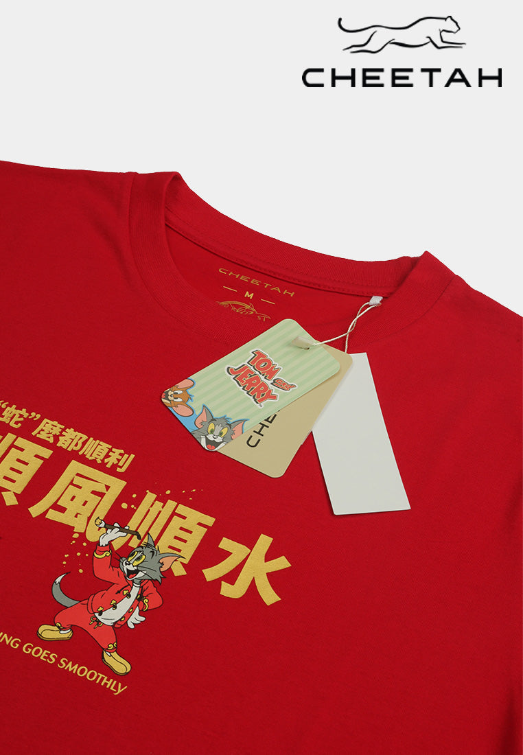 Cheetah Men Tom And Jerry CNY Regular Fit Round Neck Short Sleeve Graphic Tee - 900522