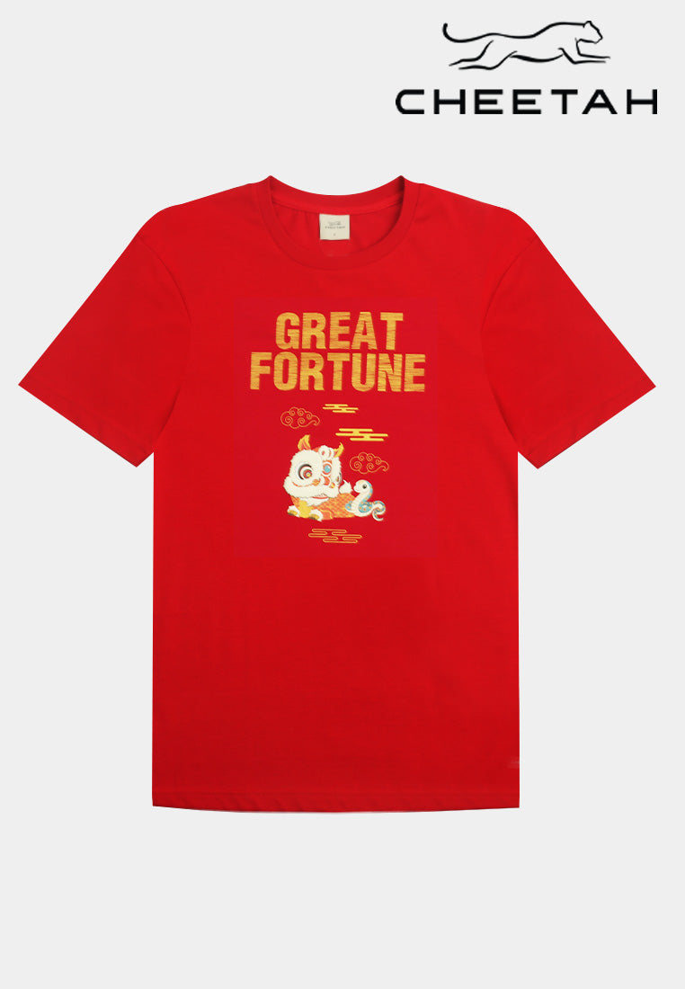 Cheetah Men CNY Regular Fit Round Neck Short Sleeve Graphic Tee - 900546