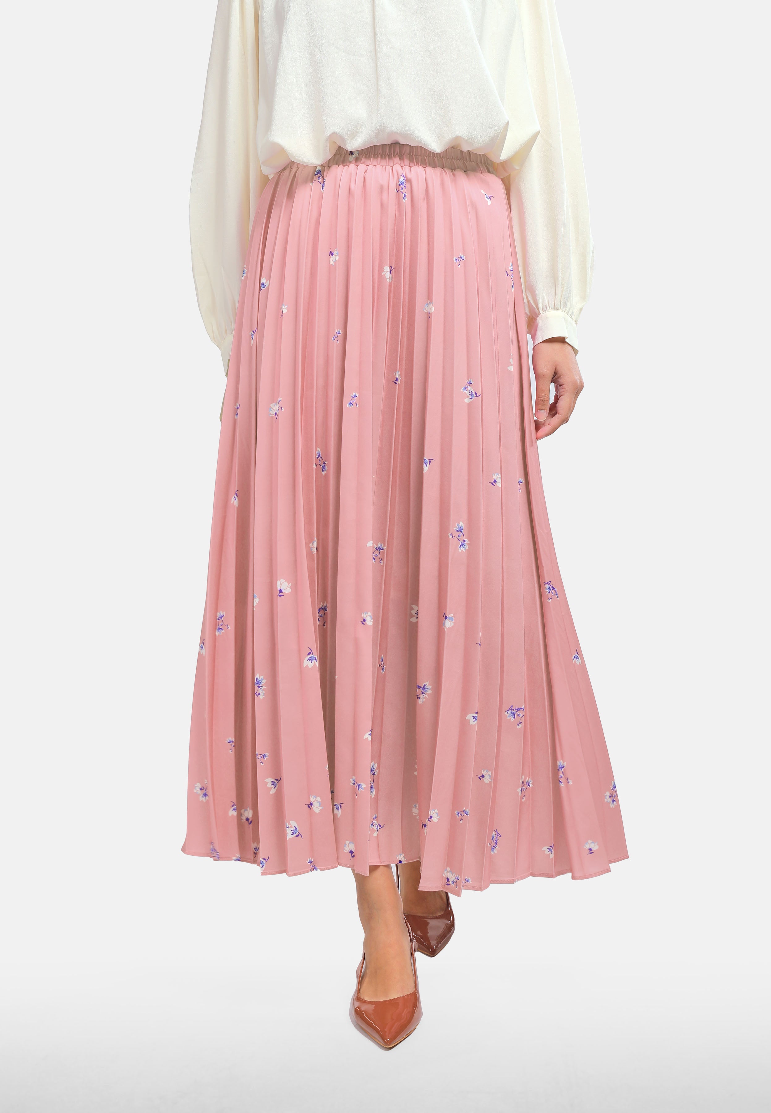 Arissa Women Relaxed Fit Polyester Pleated Prints Long Skirt MDE - ARS-12058