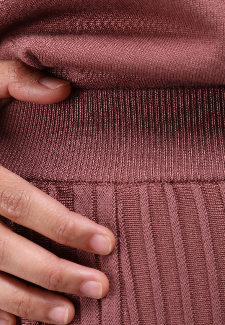 Arissa Women Solid Tone Yarn Knit Ribbed Texture Long Skirt MD3- ARS-12082