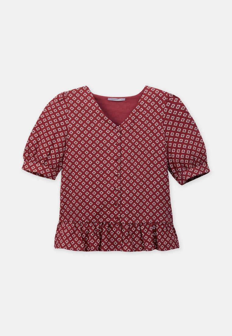 Arissa Short Puff Sleeve Blouse - ARS-13768 (MD3)