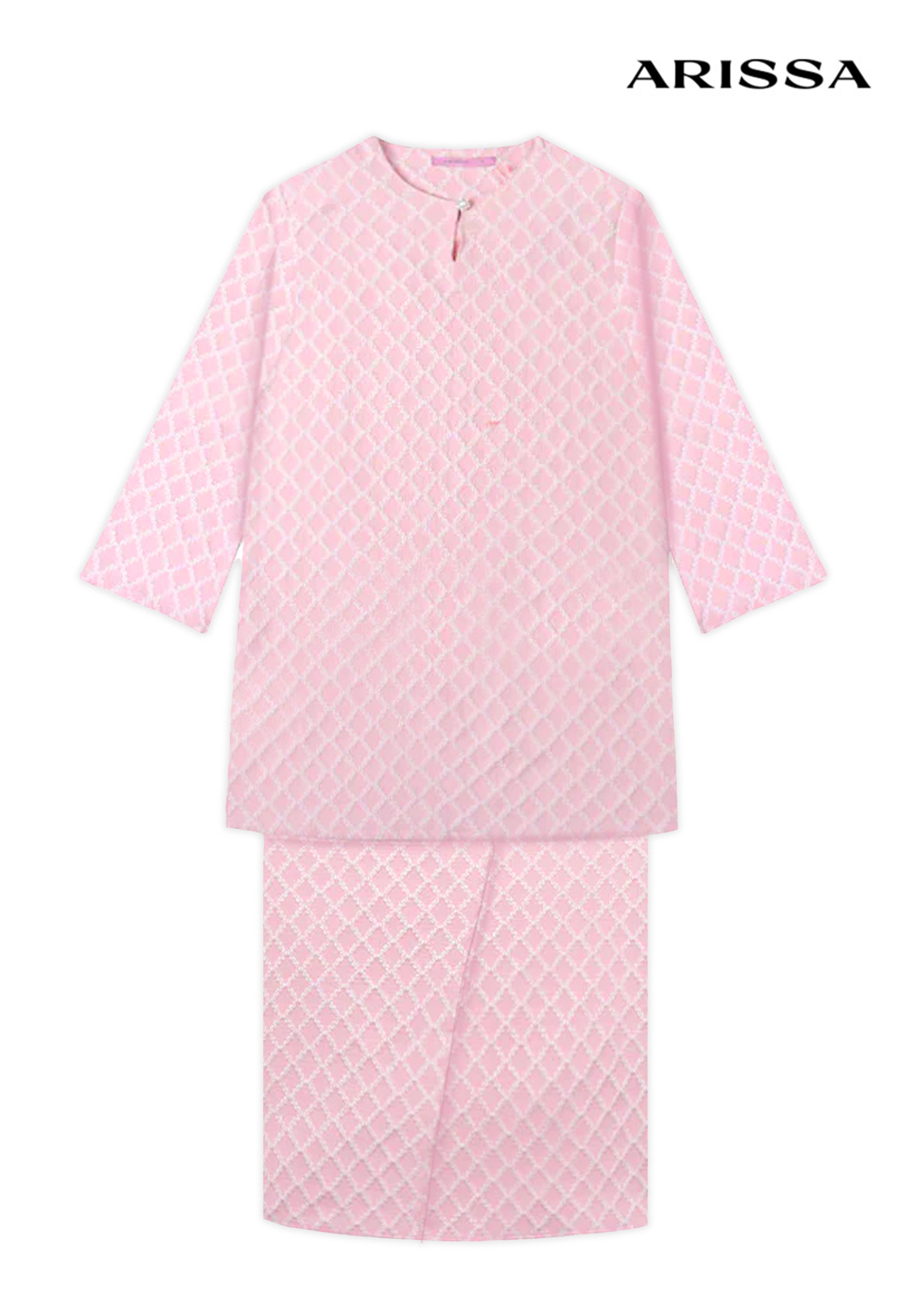 Arissa Women Loose Fit Textured Shine Woven Long Kurung With Front Overlapped Skirt - ARS-18150