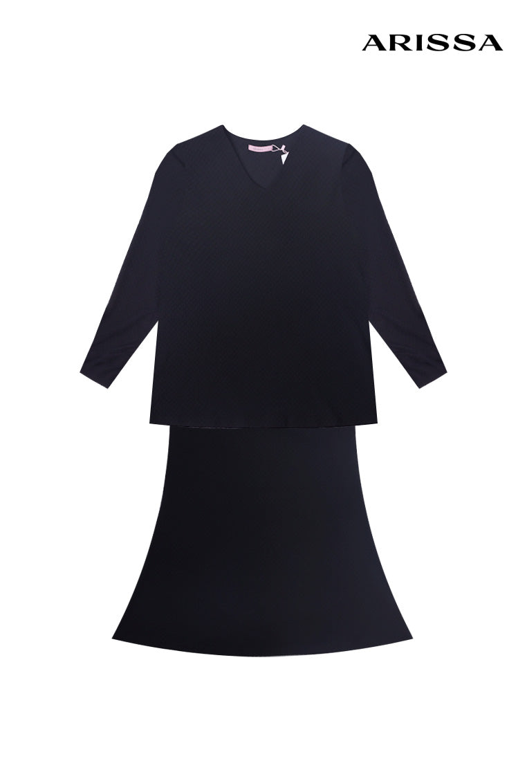 Arissa Women Textured Fancy Knit Modest Short Kurung With Mermaid Skirt - ARS-18160