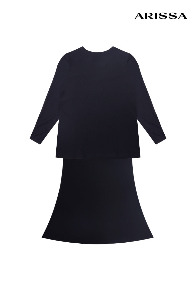 Arissa Women Textured Fancy Knit Modest Short Kurung With Mermaid Skirt - ARS-18160