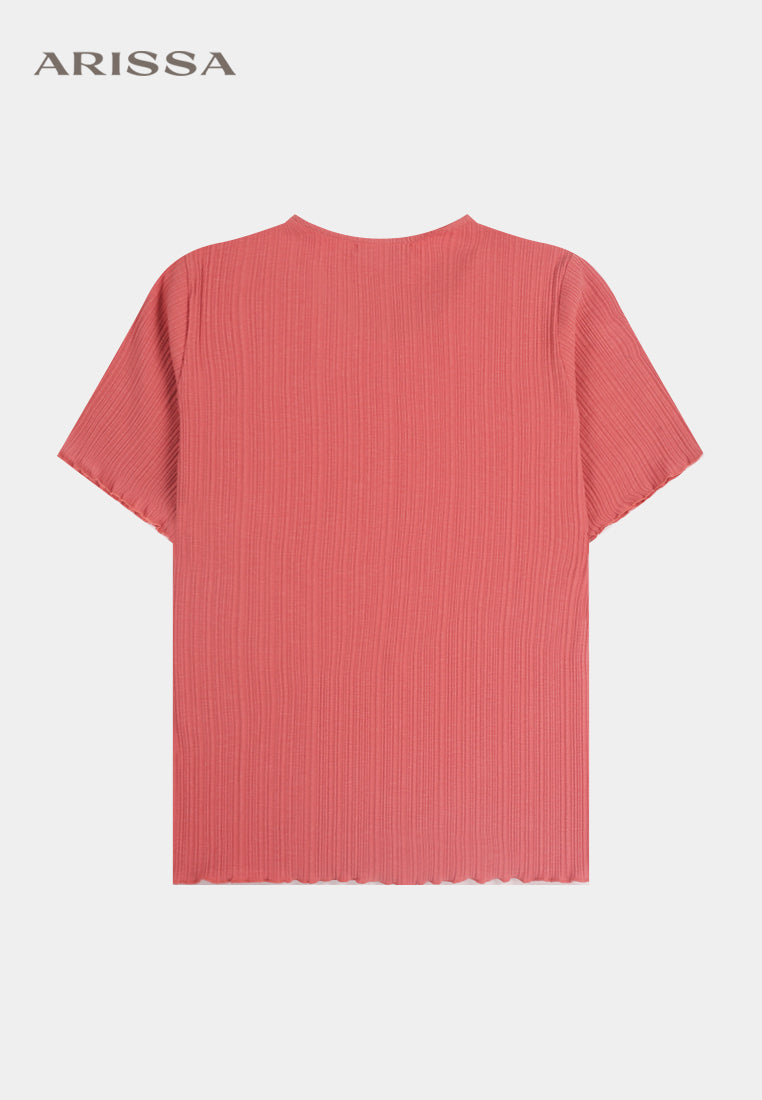 Arissa Women V Neck Regular Fit Cotton Blend Short Sleeve Top - ARS-9842