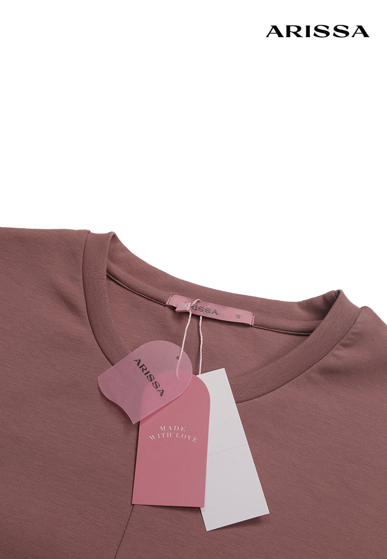 Arissa Interlock Knit Short Sleeve Cut And Sew Top - ARS-9910