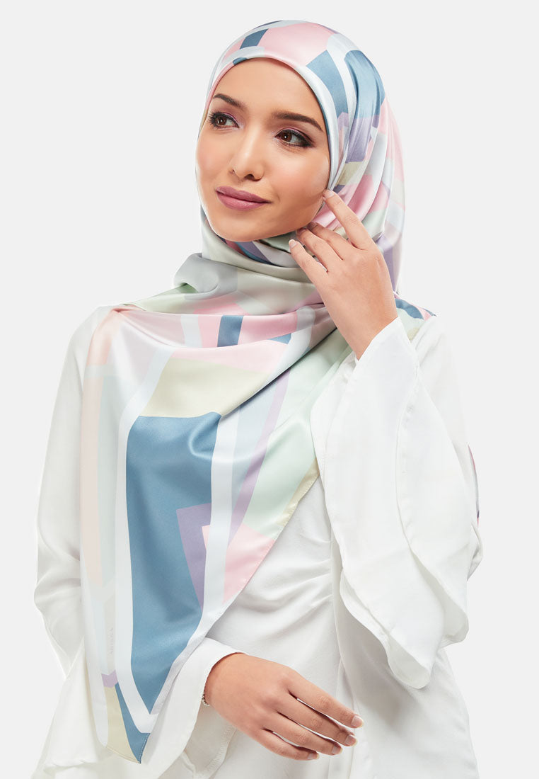 Arissa Twila Hijab Printed Satin Silk Square Scarf Rose Pink - ARS-ST11262 (MD2)