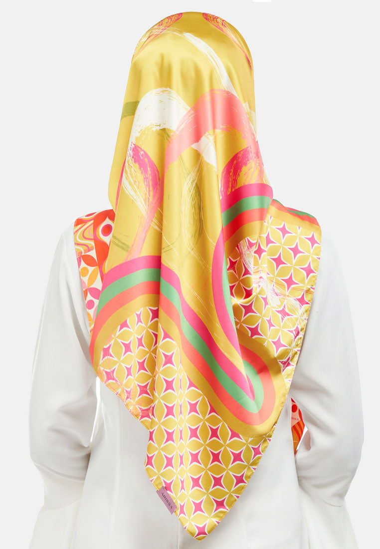 Arissa Zelda Hijab Printed Satin Silk Square Scarf in Pink - ARS-ST11268 (MD2)