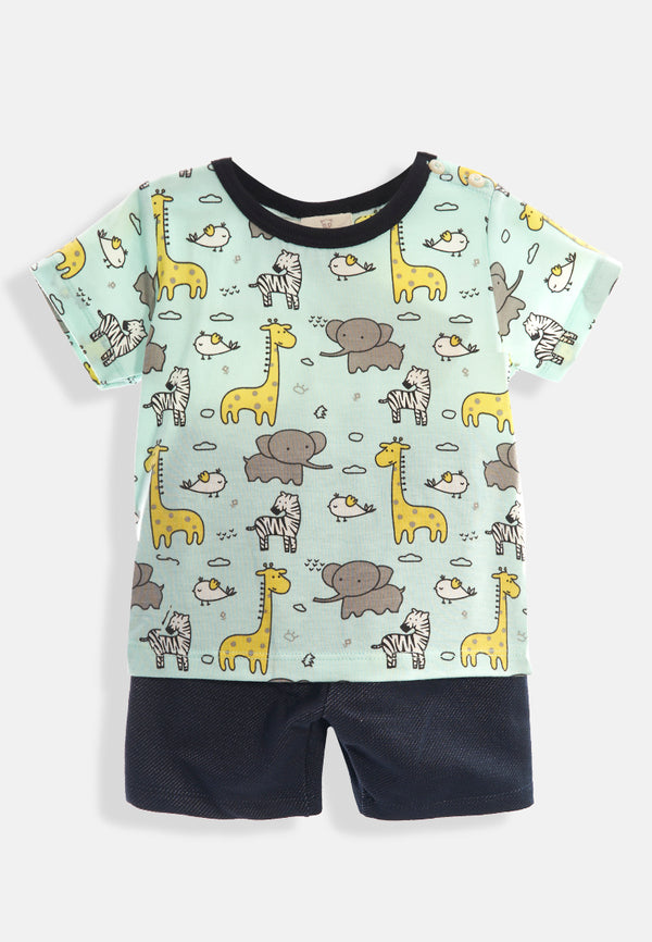 Cheetah Baby Boy Short Sleeve Suit Set - CBB-183312(F)