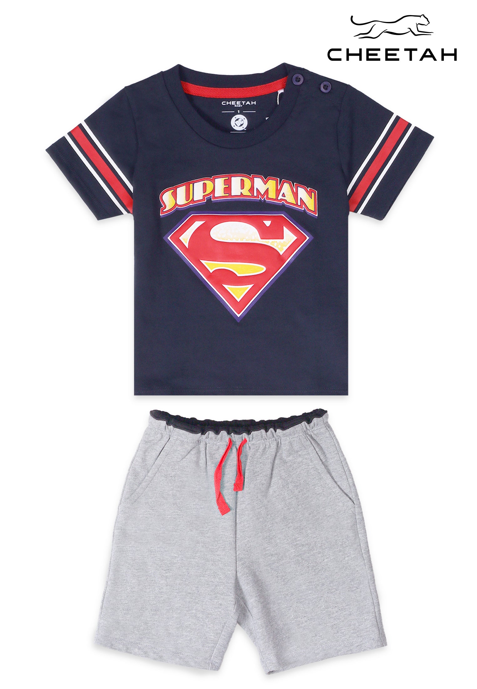 Cheetah Baby Boy DC Superman Toddler Cotton Blend Short Sleeve Suit Set - CBB-183812