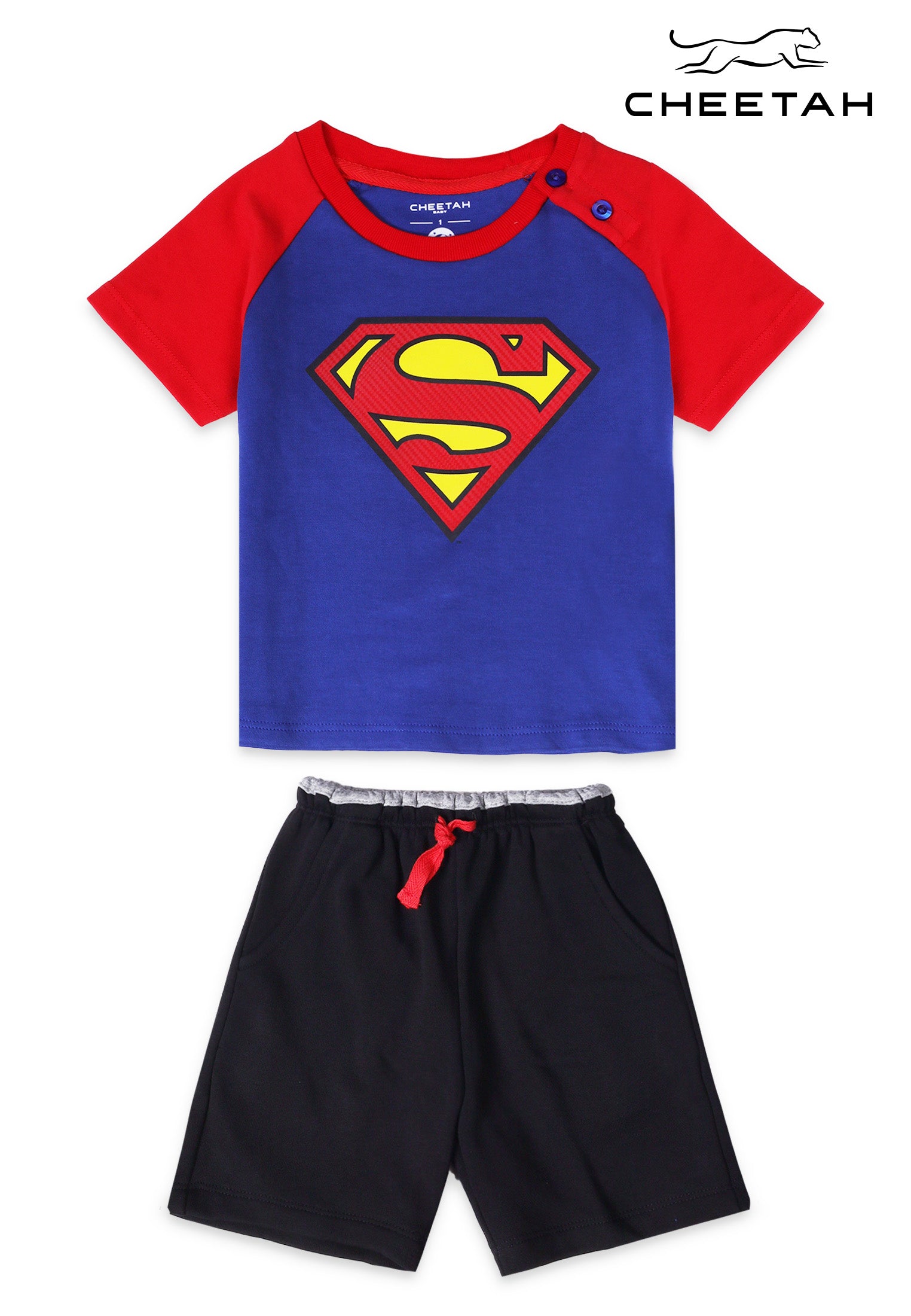 Cheetah Baby Boy DC Superman Toddler Cotton Blend Short Sleeve Suit Set - CBB-183816