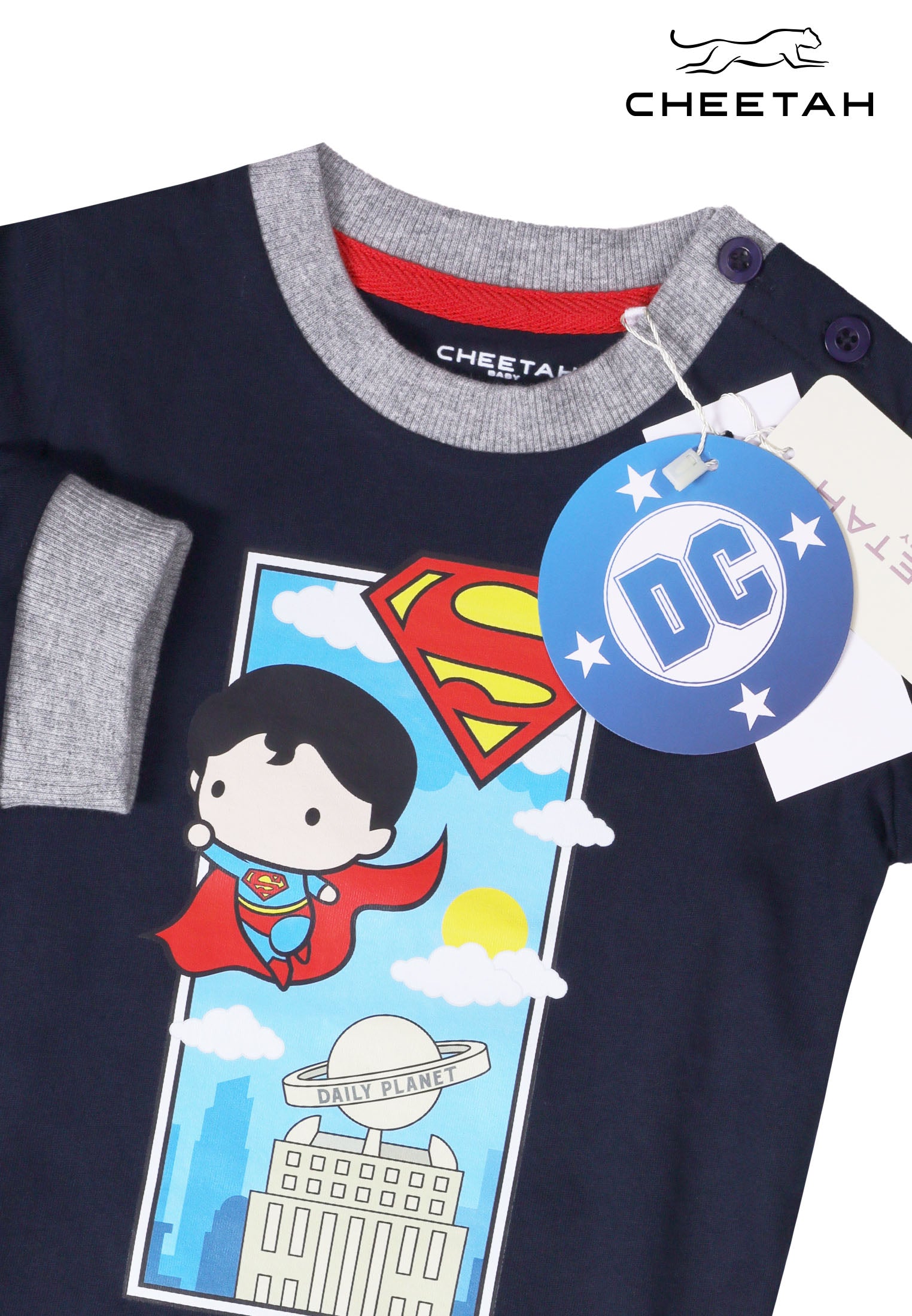 Cheetah Baby Boy DC Superman Toddler Cotton Blend Long Sleeve Suit Set Pyjamas - CBB-183818