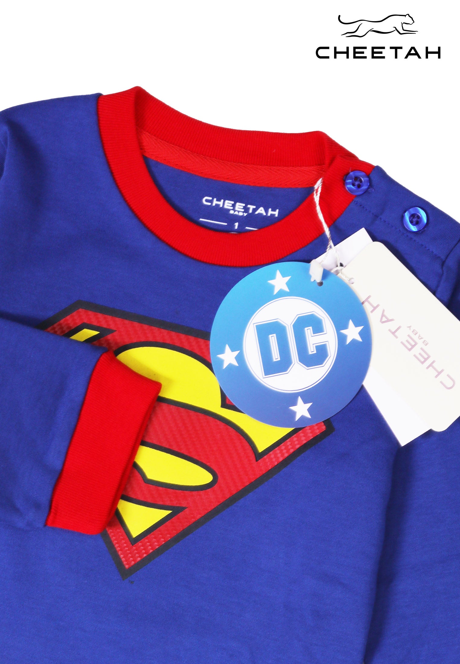 Cheetah Baby Boy DC Superman Toddler Cotton Blend Long Sleeve Suit Set Pyjamas - CBB-183820
