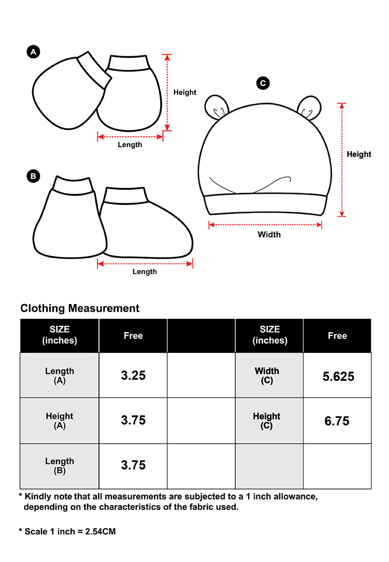 Cheetah Baby Boy (Unisex) Consists of Cotton Cap Mitten and Booties Combo Set MD2- CBB-530112