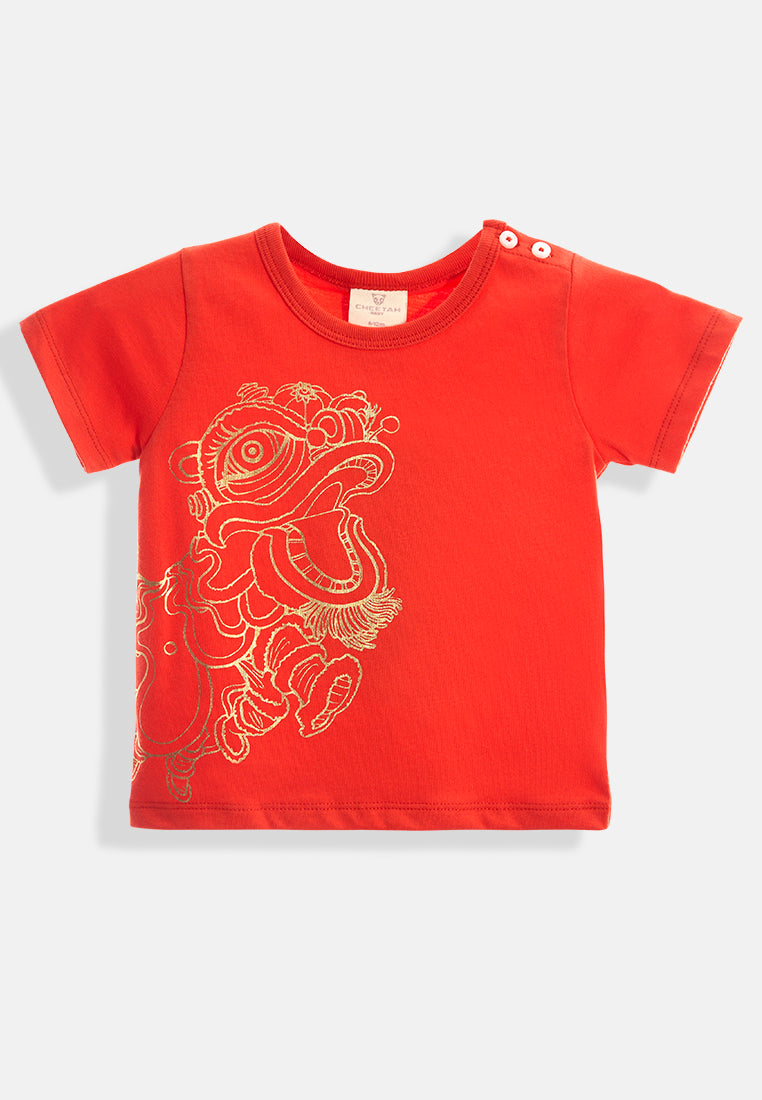 Cheetah Baby Toddler Boy Short Sleeve Roundneck T-Shirt - CBB-9558