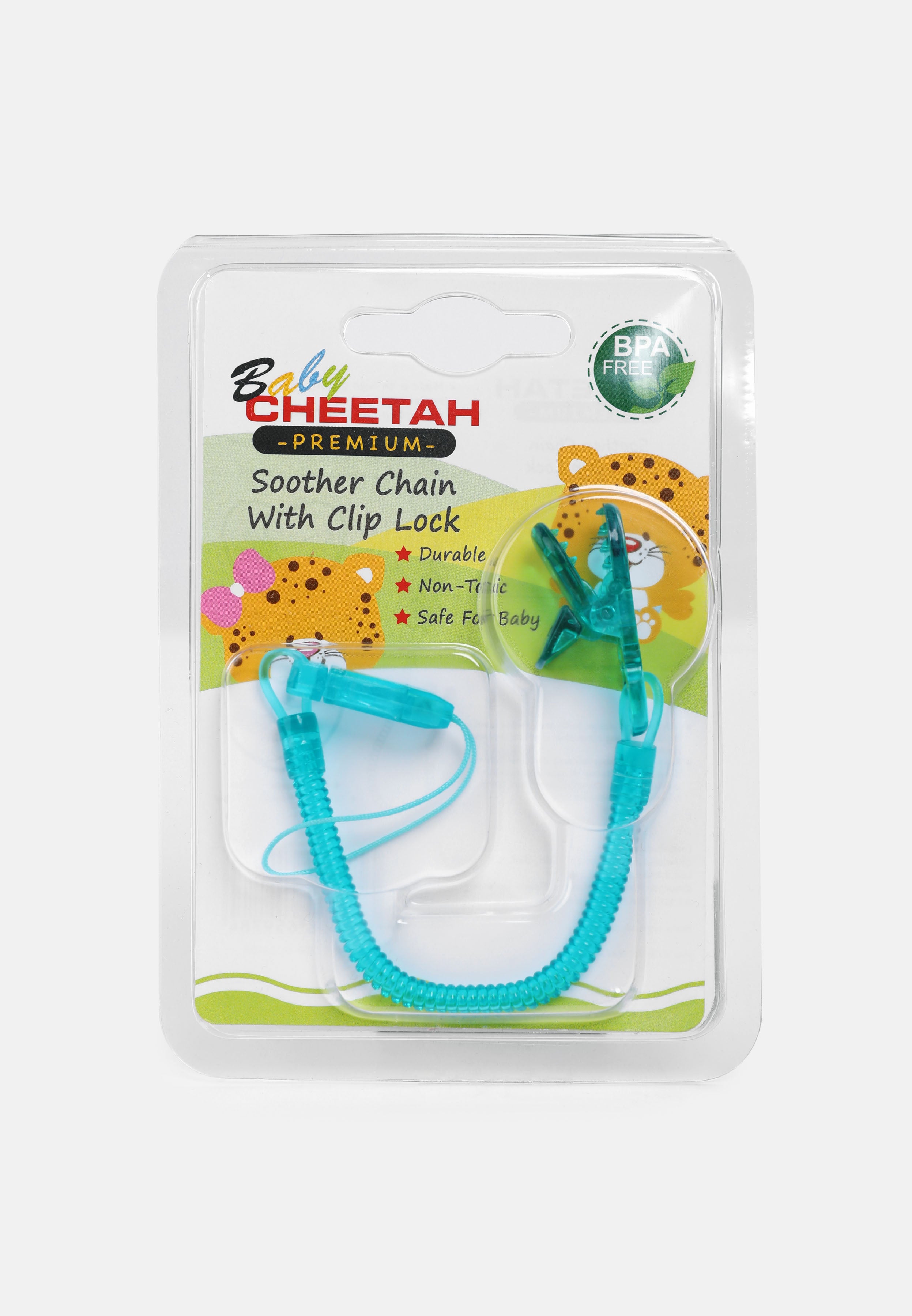 Baby Cheetah Pacifier Chain with Clip (Stretchable Chain)- CBB-SC21098