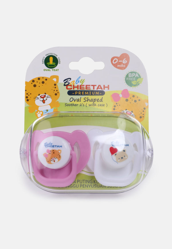 Baby Cheetah Soother with Case (2 IN 1) - Oval Teats (0-6M) - CBB-ST21076