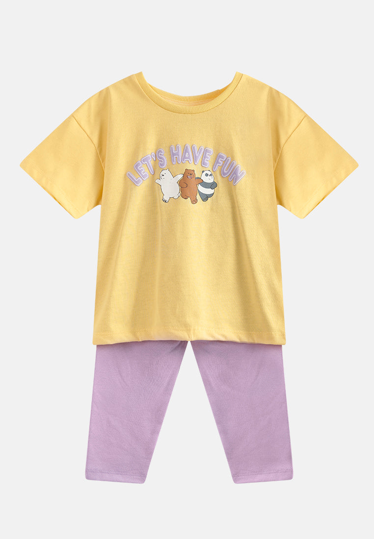 Cheetah Baby We Bare Bears Girl Short Sleeve Suit Set - CBG-183272