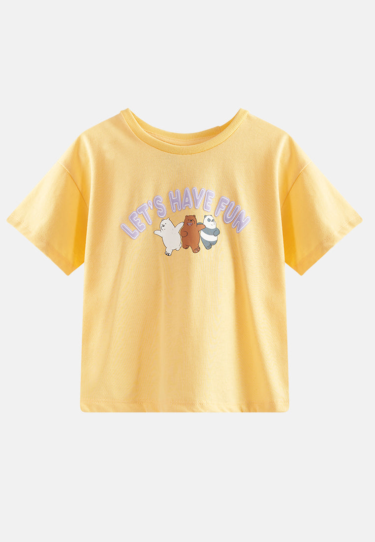 Cheetah Baby We Bare Bears Girl Short Sleeve Suit Set - CBG-183272