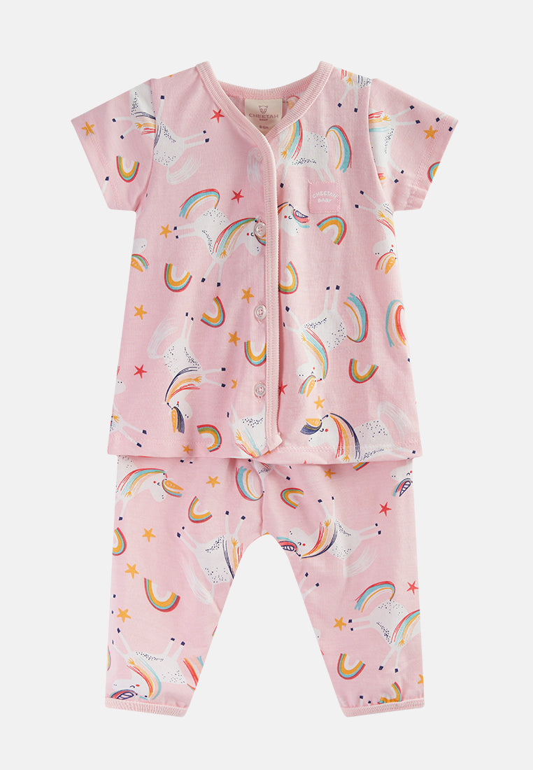 Cheetah Baby Girl Short Sleeves Suit Set - CBG-183342(F)