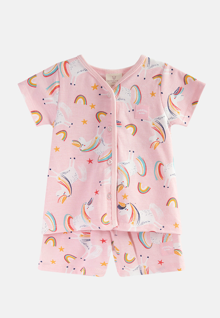 Cheetah Baby Girl Short Sleeves Suit Set - CBG-183346(F)
