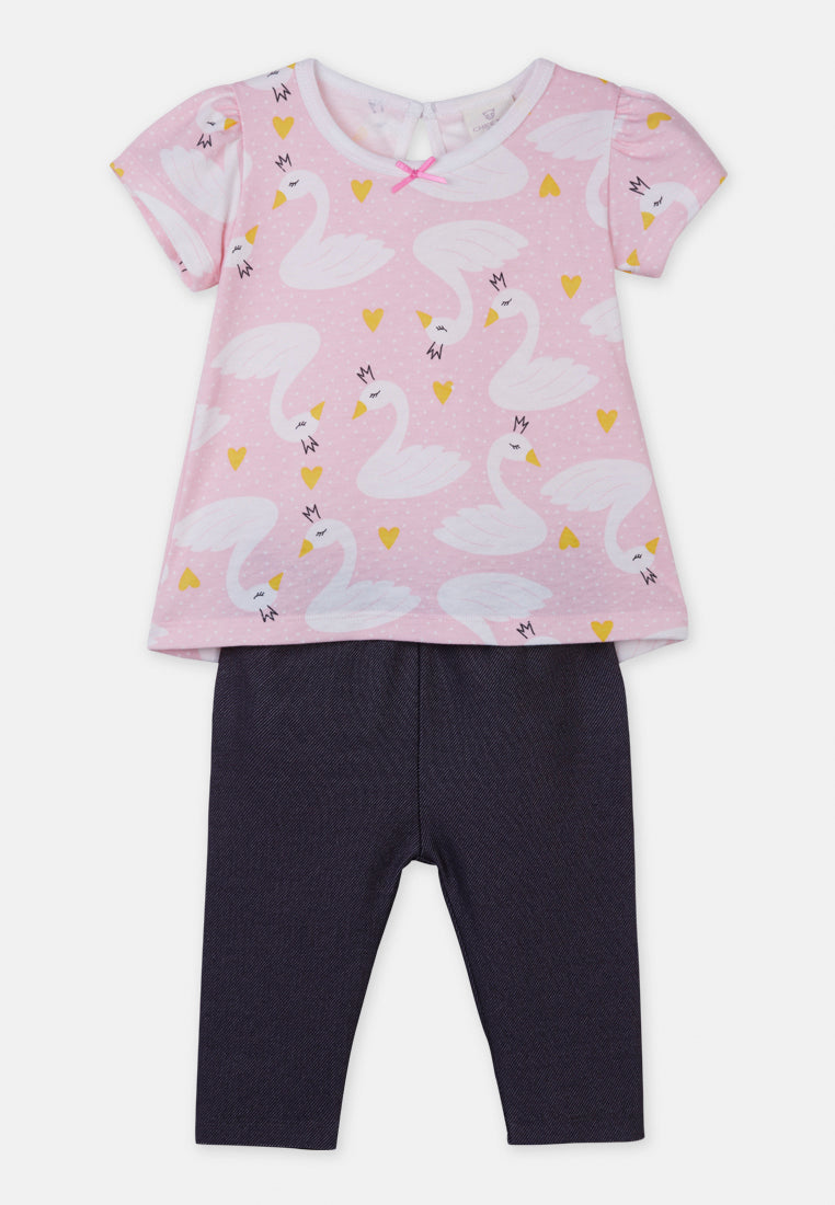 Cheetah Baby Girl Short Sleeve Suit Set - CBG-183462(F)