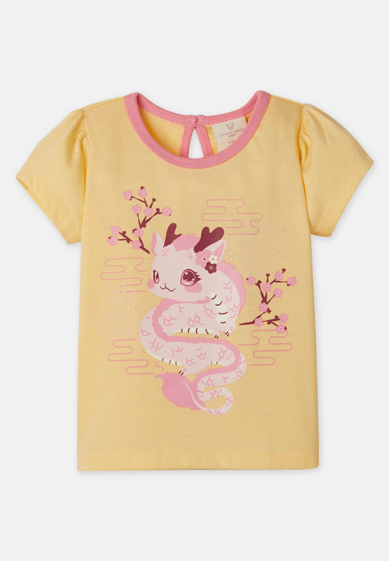 Cheetah Baby Toddler Girl Short Sleeve Roundneck T-Shirt - CBG-9576