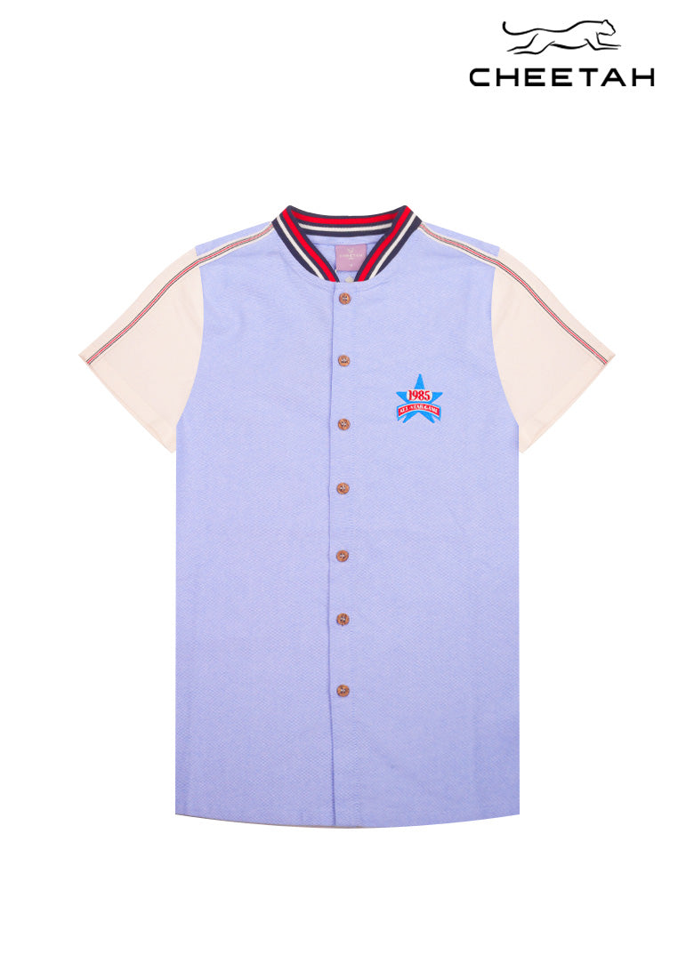 Cheetah Kids Boy Short Sleeves Collared Button Down Shirt - CJ-130740