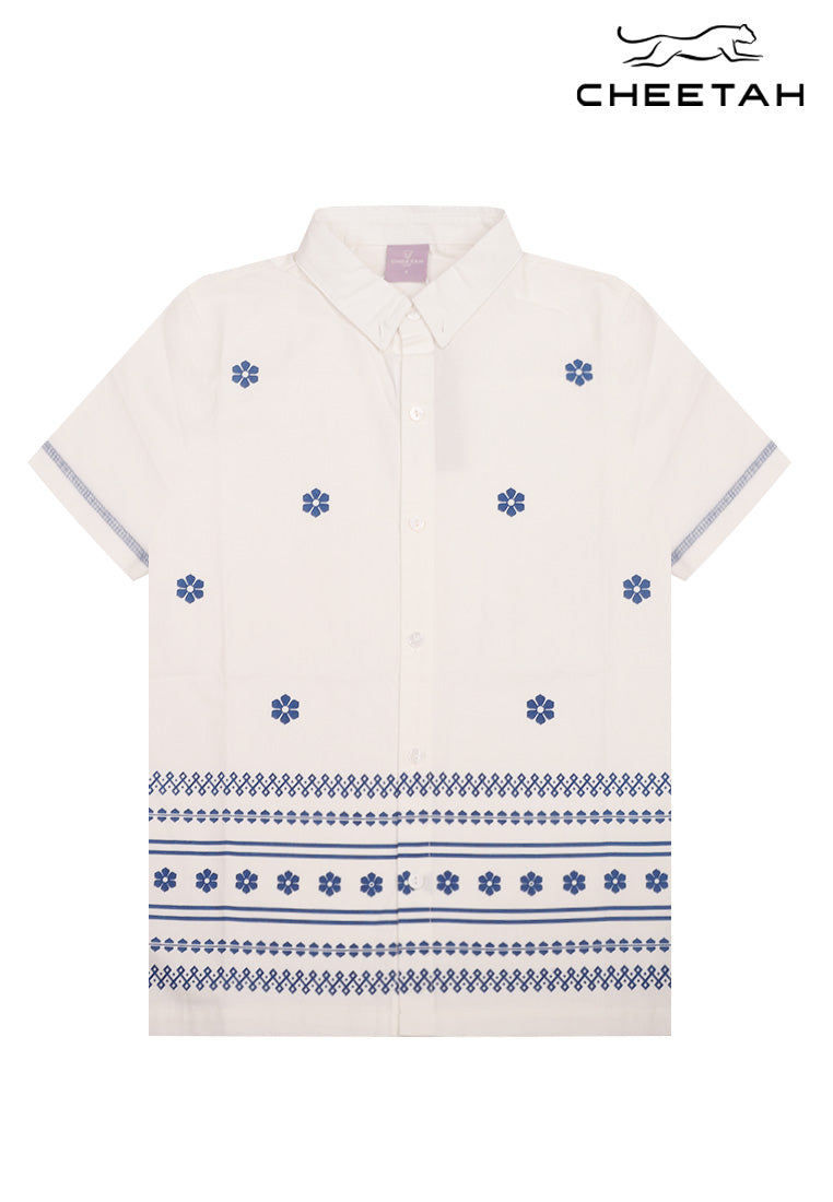 Cheetah Kids Boy Short Sleeves Collared Button Down Shirt - CJ-130780