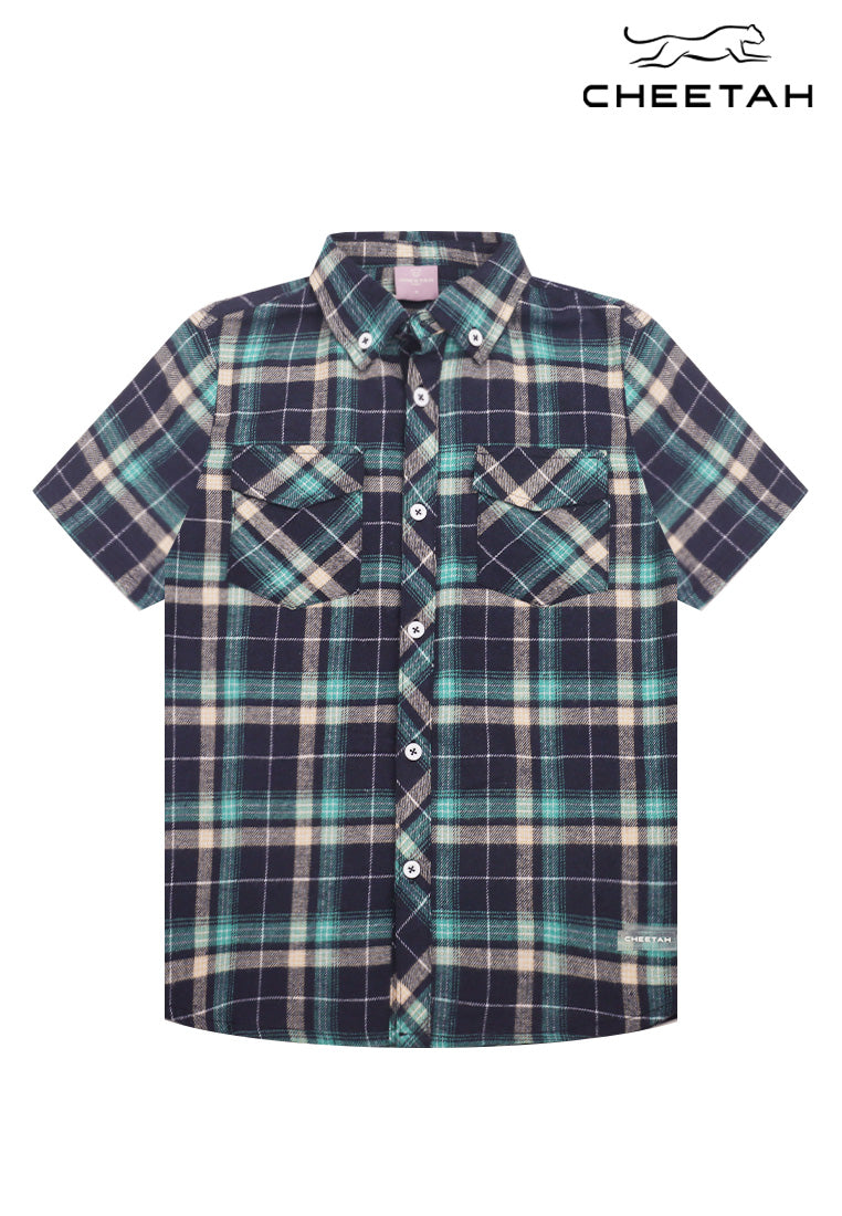 Cheetah Kids Boy Short Sleeves Collared Button Down Shirt - CJ-130788